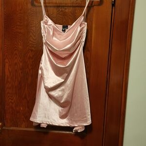 Silky Satin Cowl Neck Cami Tank Top in Blush Pink